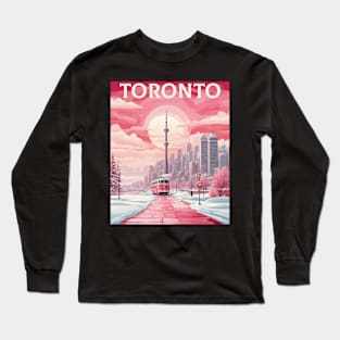 Canada Toronto Valentine's Day Vintage Snowy City Long Sleeve T-Shirt